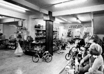 Inside Pelham Street shop, 1960